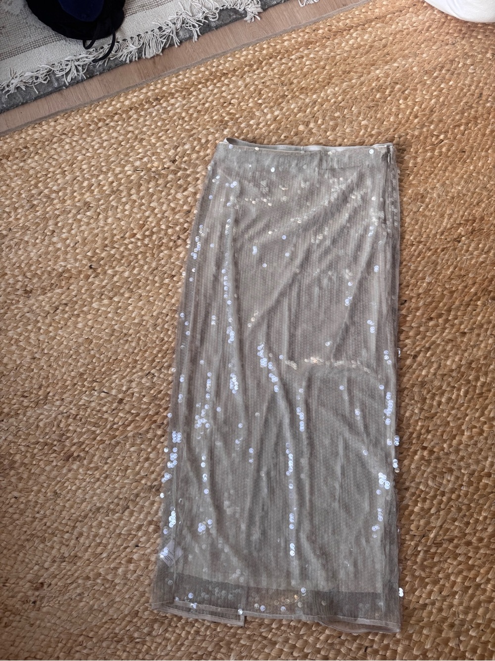 Staud Sequined Champagne Maxi Skirt